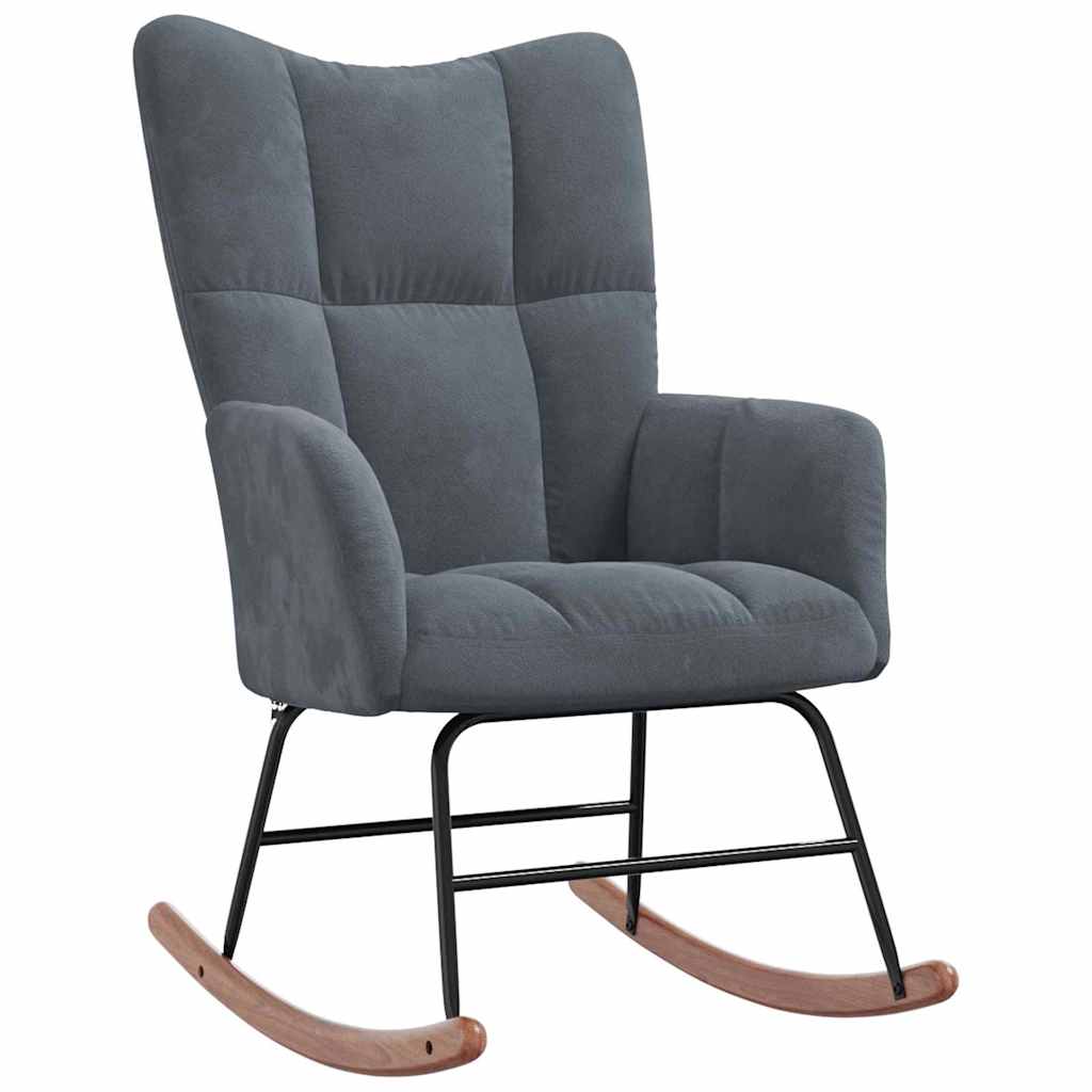 Rocking Chair 78 x 61 x 98 cm Velvet Dark grey without footstool