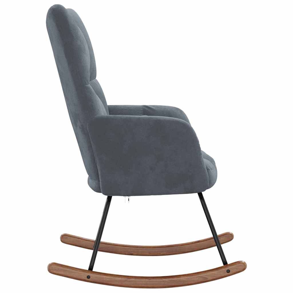 Rocking Chair 78 x 61 x 98 cm Velvet Dark grey without footstool