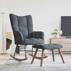 Rocking Chair 78 x 61 x 98 cm Velvet Dark grey with footstool