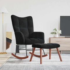 Rocking Chair 78 x 61 x 98 cm Velvet Black with footstool