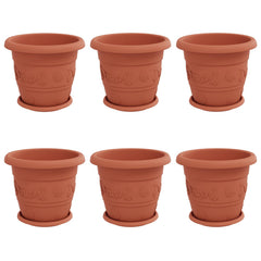 vidaXL Plant Pots 6 pcs Brick Red Ø 30 x 25 cm Plastic 2