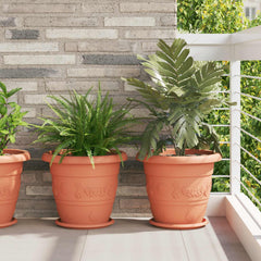 vidaXL Plant Pots 6 pcs Brick Red Ø 39 x 32 cm Plastic 1