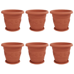 vidaXL Plant Pots 6 pcs Brick Red Ø 39 x 32 cm Plastic 2