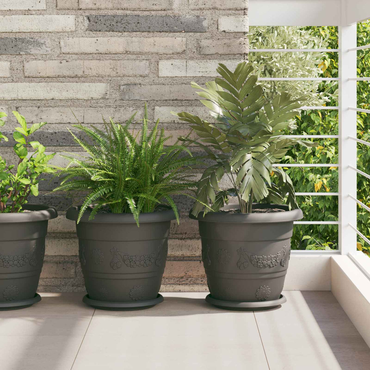 vidaXL Plant Pots 6 pcs Black Ø 30 x 25 cm Plastic 1