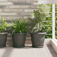 vidaXL Plant Pots 6 pcs Black Ø 30 x 25 cm Plastic 1