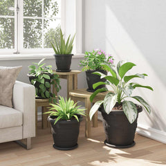 vidaXL Plant Pots 6 pcs Black Ø 30 x 25 cm Plastic 4