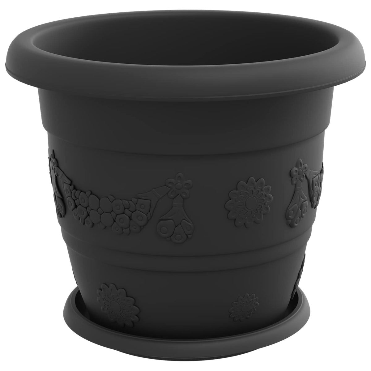 vidaXL Plant Pots 6 pcs Black Ø 30 x 25 cm Plastic 5