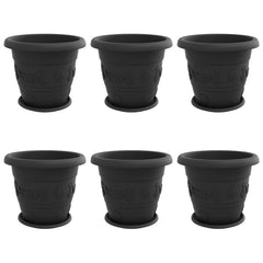 vidaXL Plant Pots 6 pcs Black Ø 39 x 32 cm Plastic 2