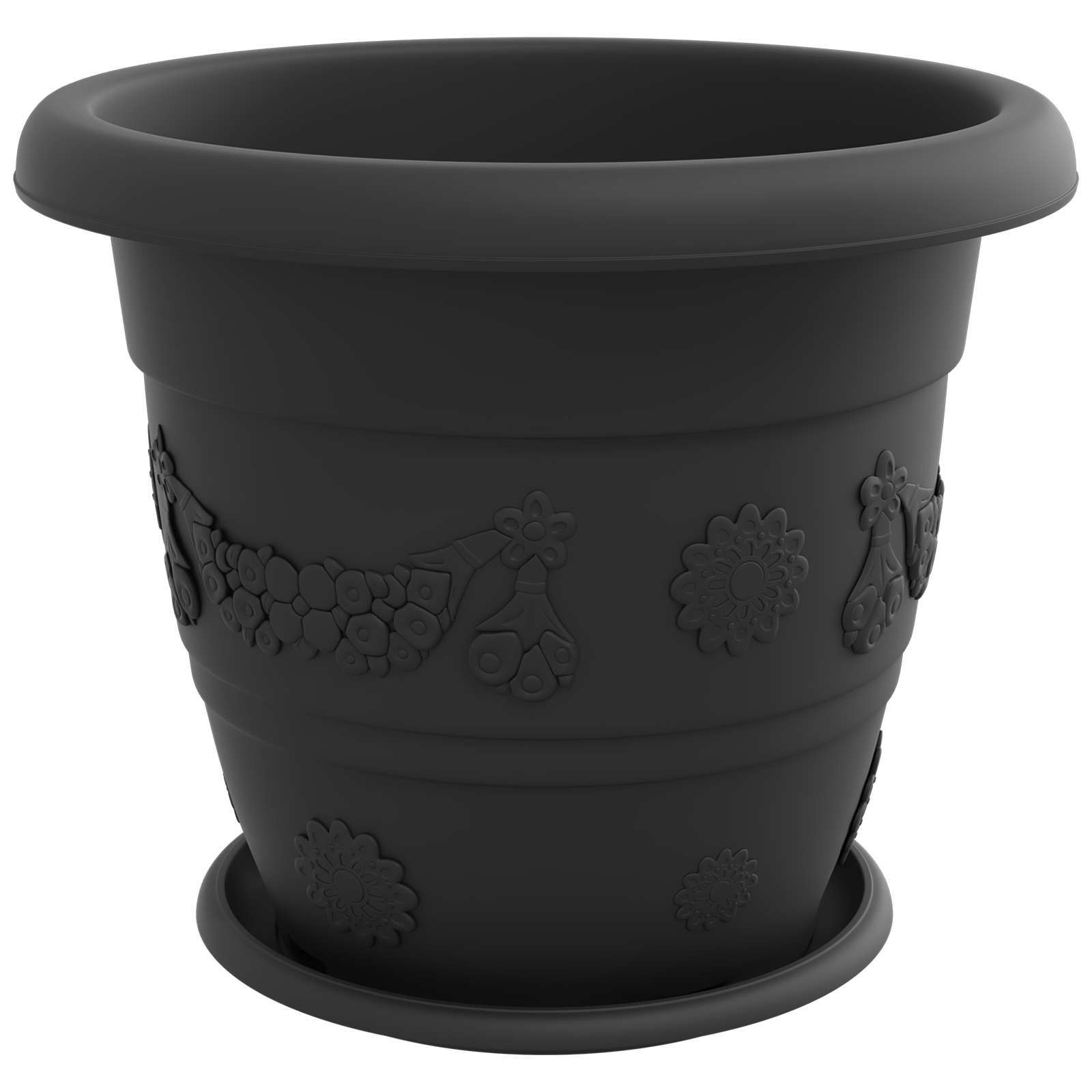 vidaXL Plant Pots 6 pcs Black Ø 39 x 32 cm Plastic 5