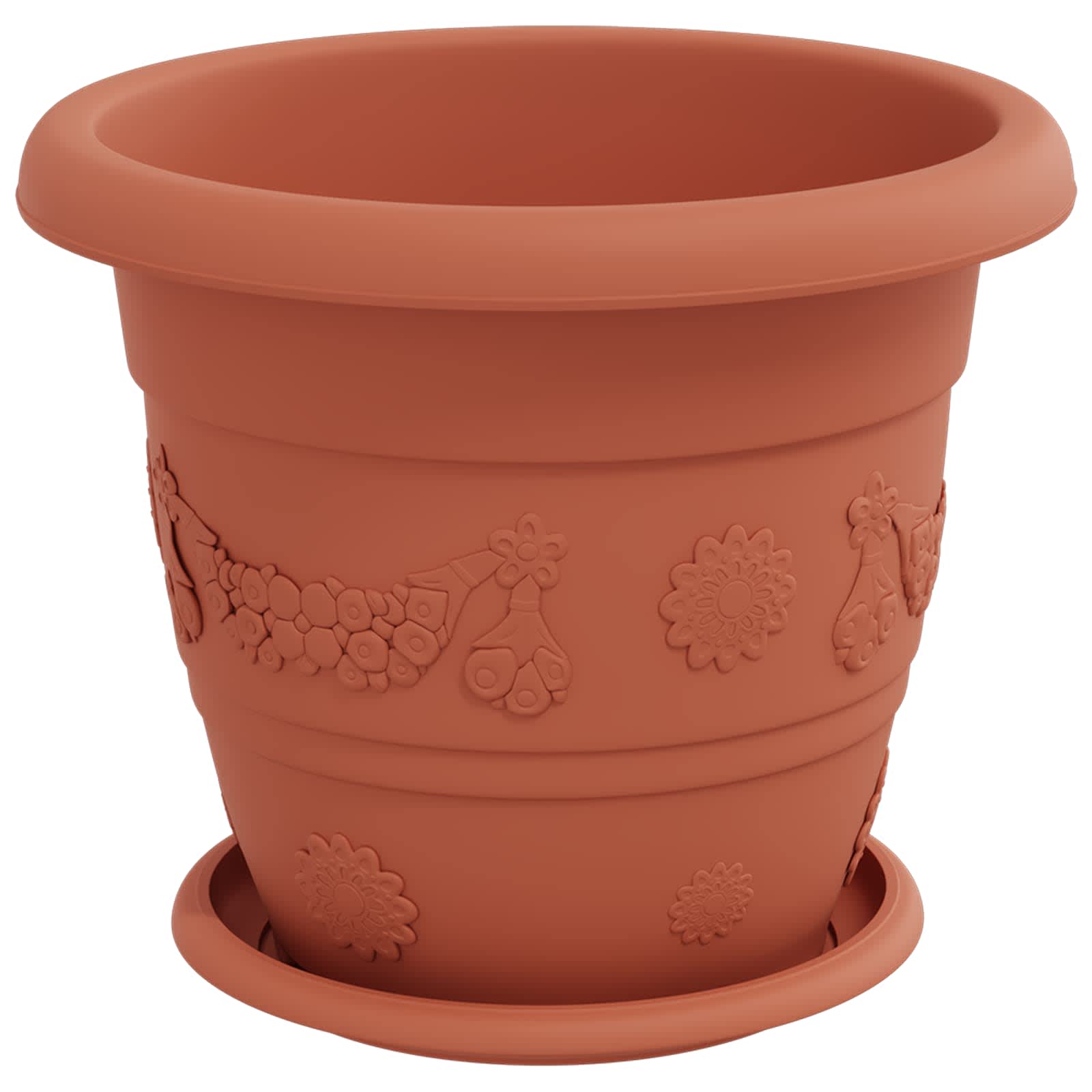 vidaXL Plant Pots 24 pcs Brick Red Ø 26 x 21.5 cm Plastic 5