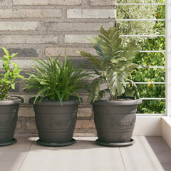 vidaXL Plant Pots 24 pcs Black Ø 26 x 21.5 cm Plastic 1