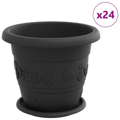 vidaXL Plant Pots 24 pcs Black Ø 26 x 21.5 cm Plastic 2