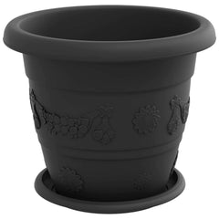vidaXL Plant Pots 24 pcs Black Ø 26 x 21.5 cm Plastic 5