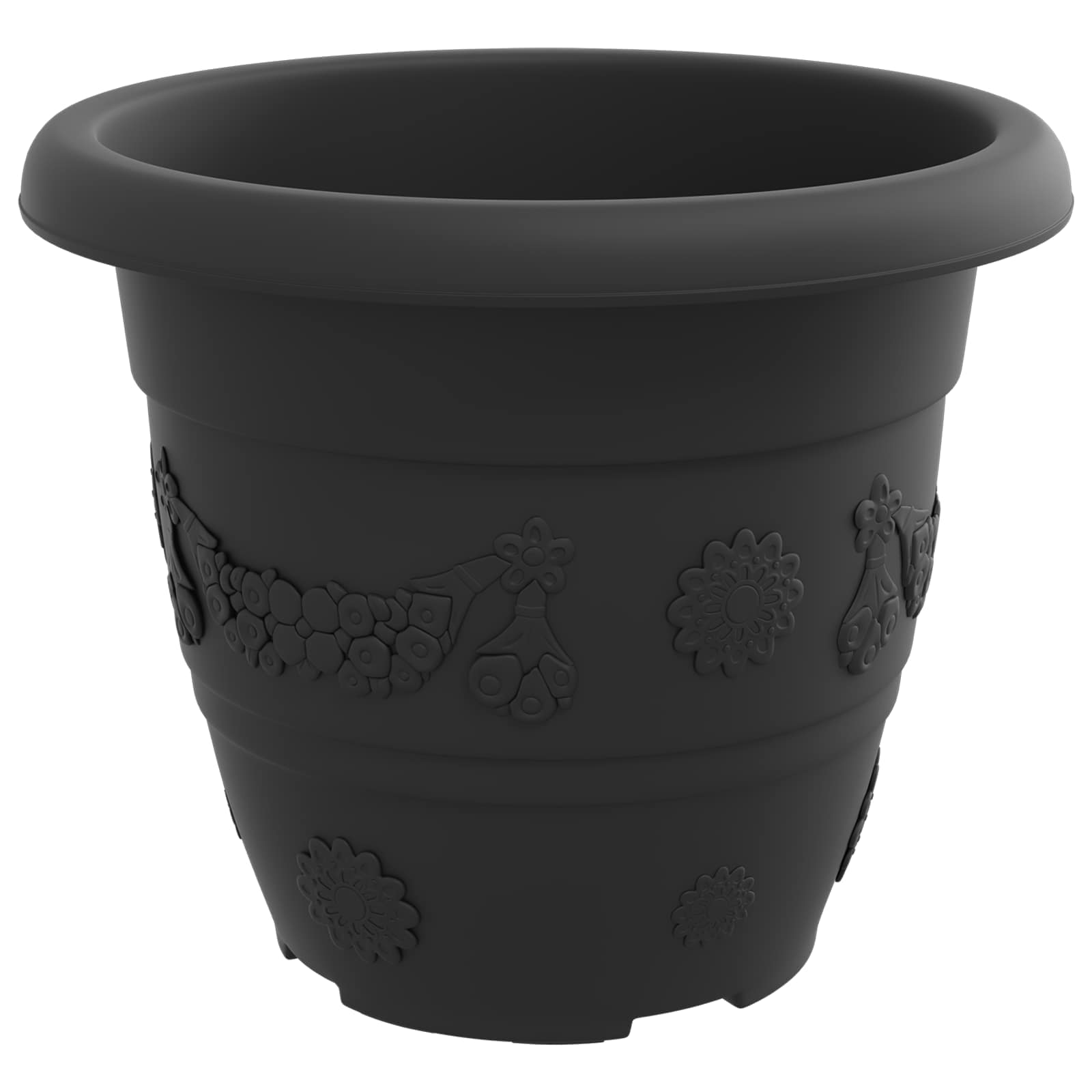 vidaXL Plant Pots 24 pcs Black Ø 26 x 21.5 cm Plastic 6