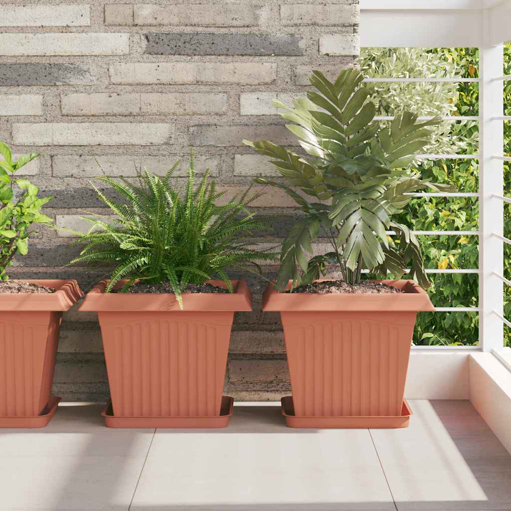 vidaXL Plant Pots 6 pcs Brick Red Plastic 1