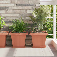 vidaXL Plant Pots 6 pcs Brick Red Plastic 1