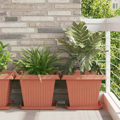 vidaXL Plant Pots 6 pcs Brick Red Plastic 1