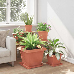 vidaXL Plant Pots 6 pcs Brick Red Plastic 4