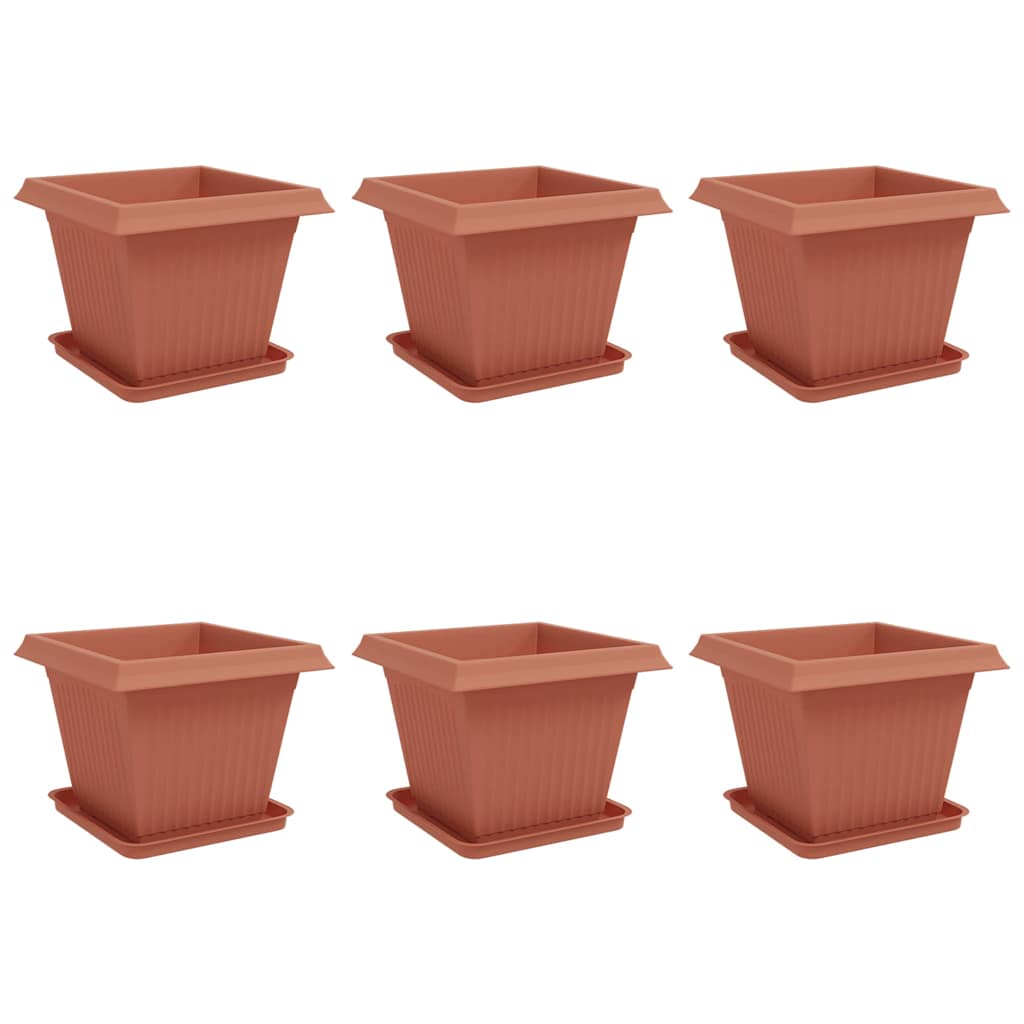 vidaXL Plant Pots 6 pcs Brick Red Plastic 2