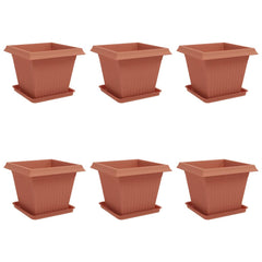 vidaXL Plant Pots 6 pcs Brick Red Plastic 2