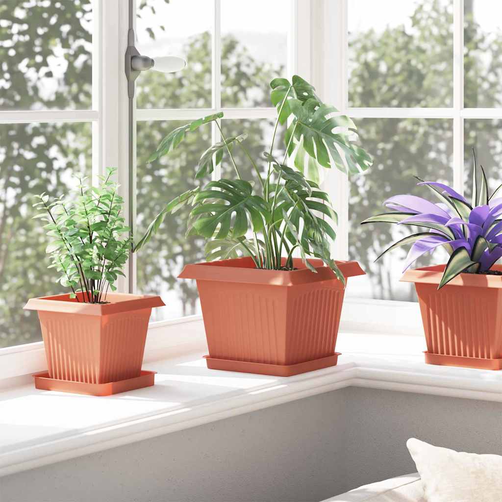 vidaXL Plant Pots 24 pcs Brick Red Plastic 4