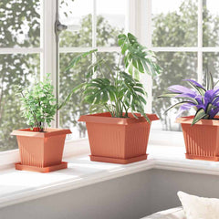 vidaXL Plant Pots 24 pcs Brick Red Plastic 4