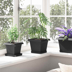 vidaXL Plant Pots 24 pcs Black Plastic 4
