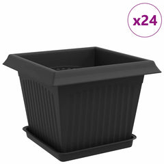 vidaXL Plant Pots 24 pcs Black Plastic 2