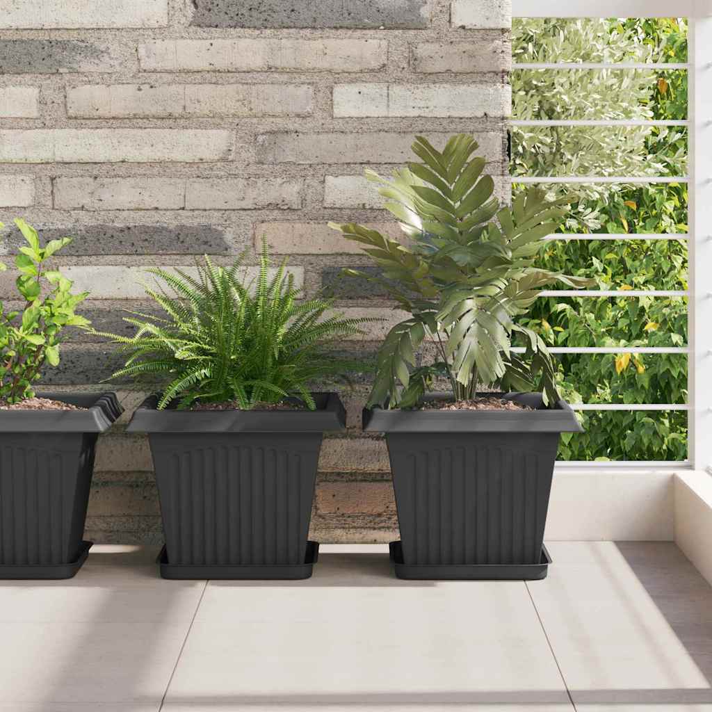 vidaXL Plant Pots 24 pcs Black Plastic 1