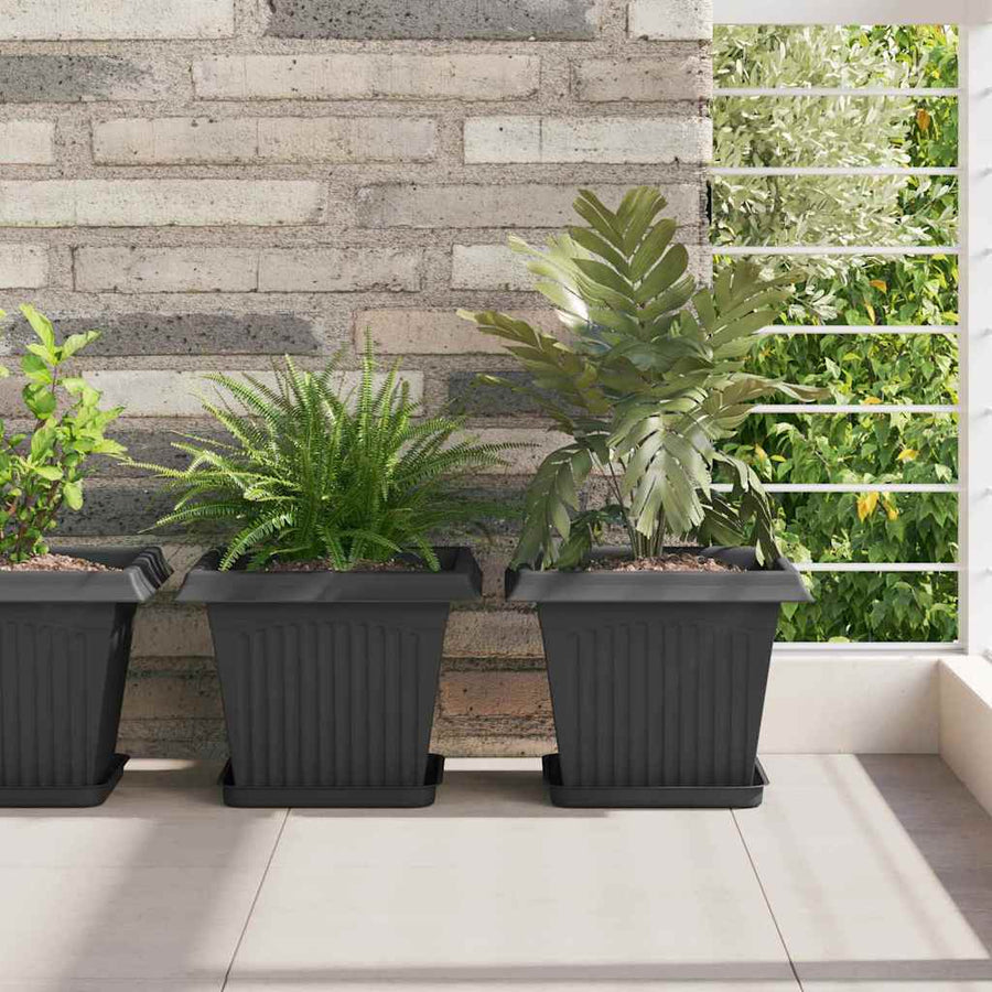 vidaXL Plant Pots 24 pcs Black Plastic 1