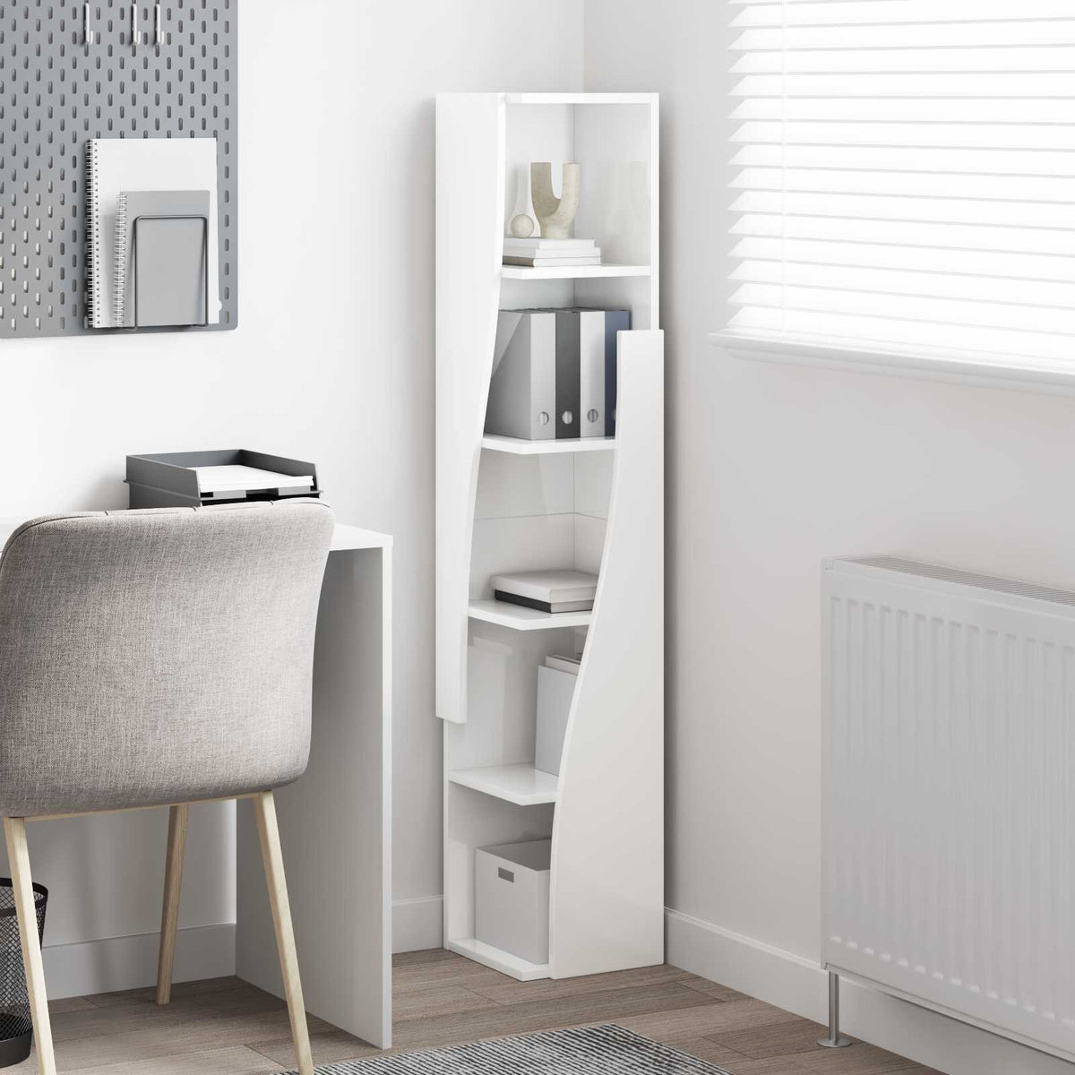 Corner Cabinet Engineered Wood High Gloss White, image 4