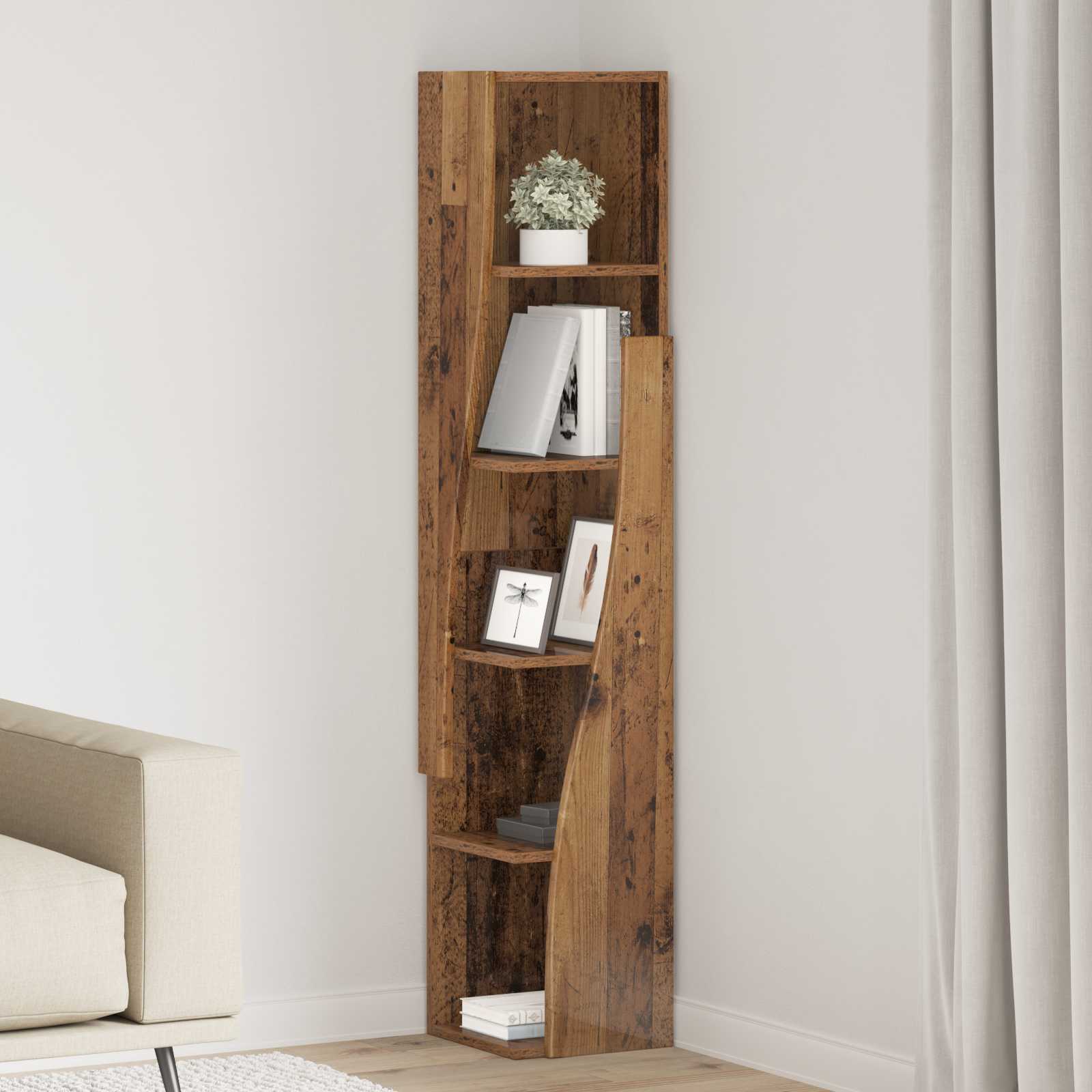 vidaXL Corner Cabinet 27.5x27x140cm Engineered Wood Old Wood 1