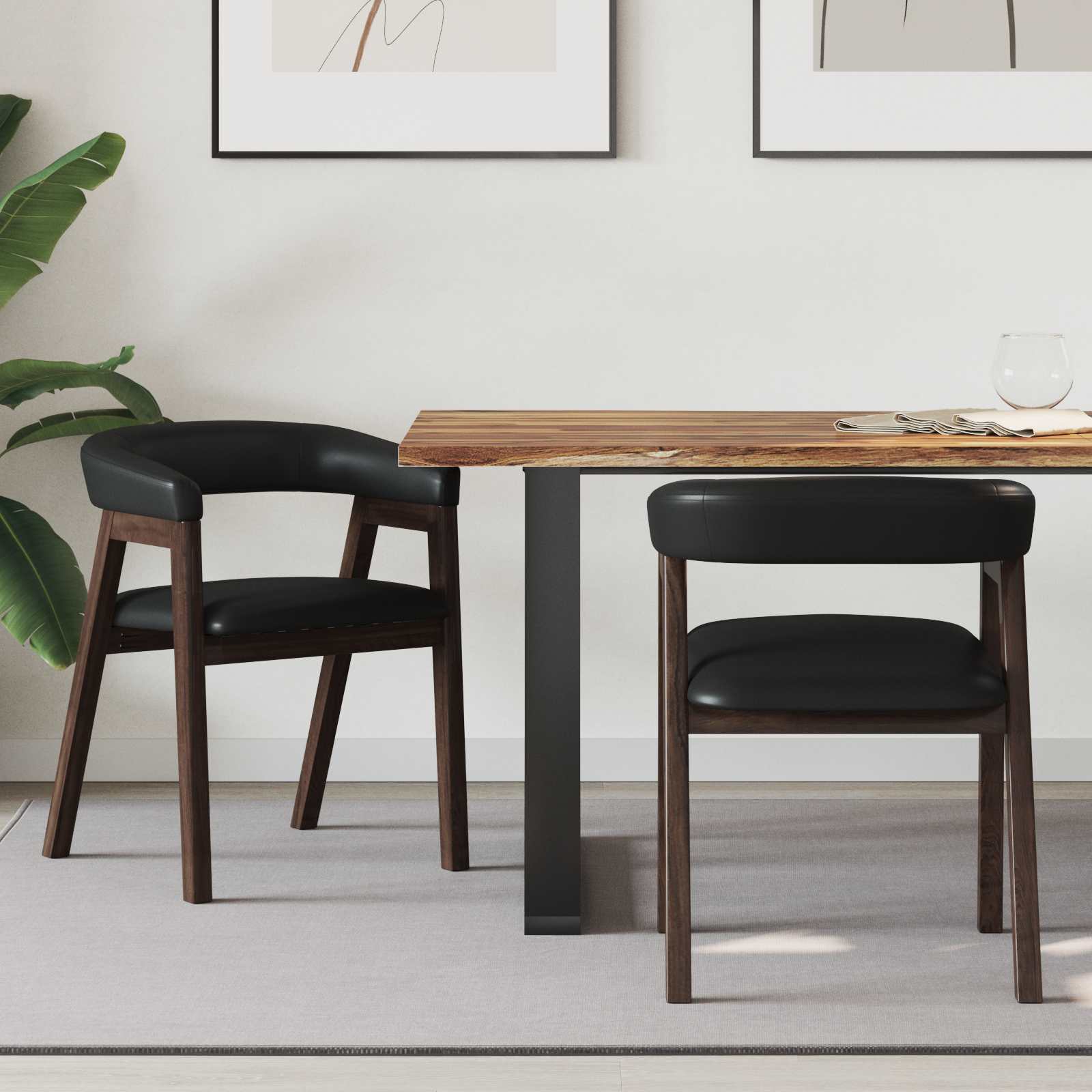 vidaXL Dining Chairs 2 pcs Solid Rubber Wood Light Brown 1