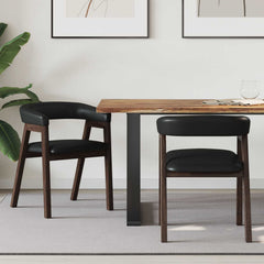 vidaXL Dining Chairs 2 pcs Solid Rubber Wood Light Brown 1