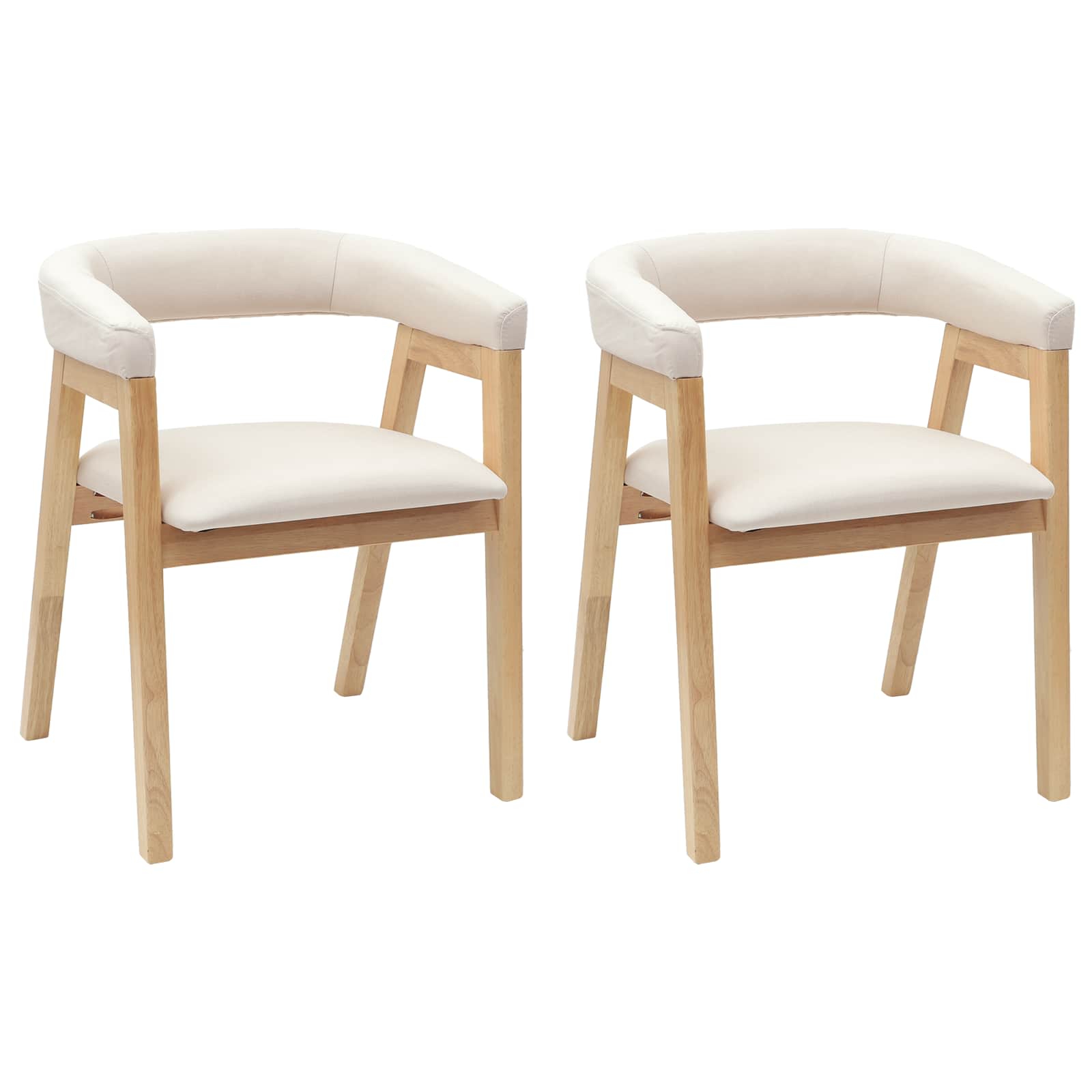 vidaXL Dining Chairs 2 pcs Solid Rubber Wood Natural 54 x 57 x 73 cm 2