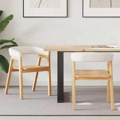 vidaXL Dining Chairs 2 pcs Solid Rubber Wood Natural 54 x 57 x 73 cm 1