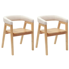 vidaXL Dining Chairs 2 pcs Solid Rubber Wood Natural 54 x 57 x 73 cm 2
