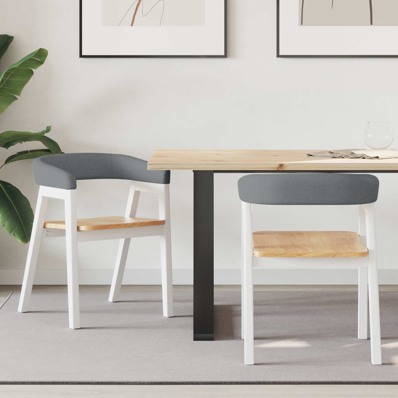 vidaXL Dining Chairs 2 pcs Solid Rubber Wood White 54 x 57 x 73 cm 1