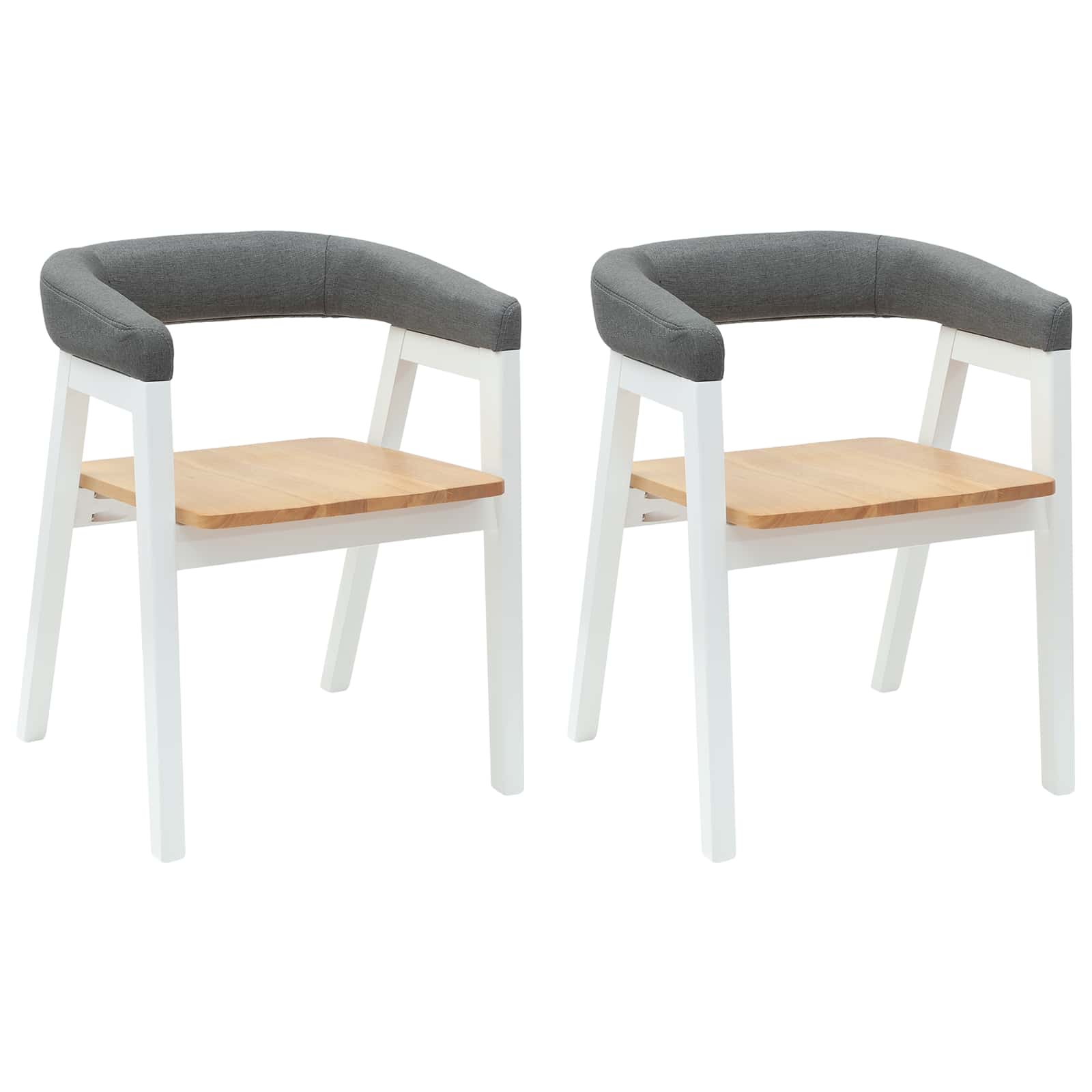 vidaXL Dining Chairs 2 pcs Solid Rubber Wood White 54 x 57 x 73 cm 2