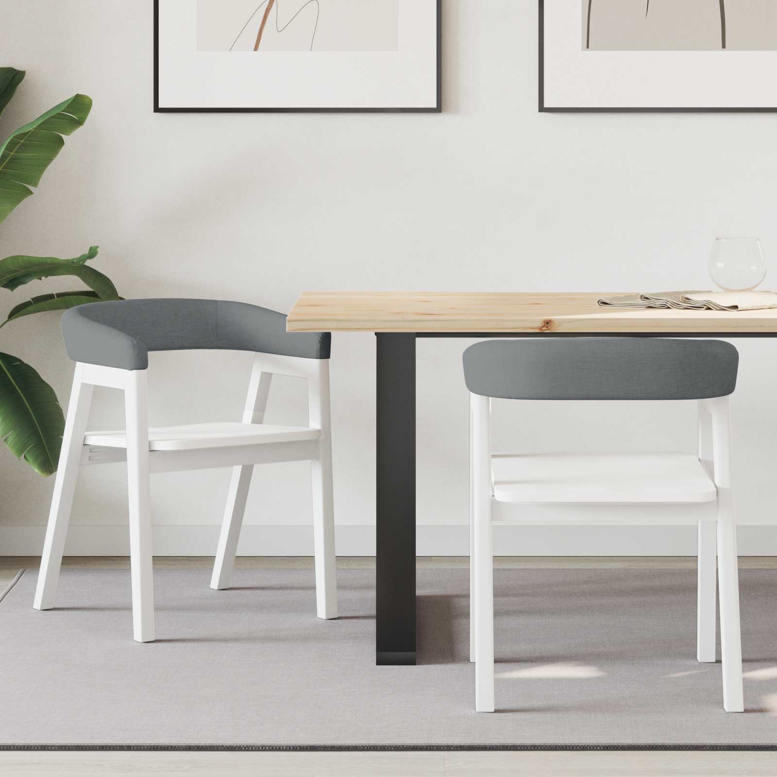 vidaXL Dining Chairs 2 pcs Solid Rubber Wood White 54 x 57 x 73 cm 1