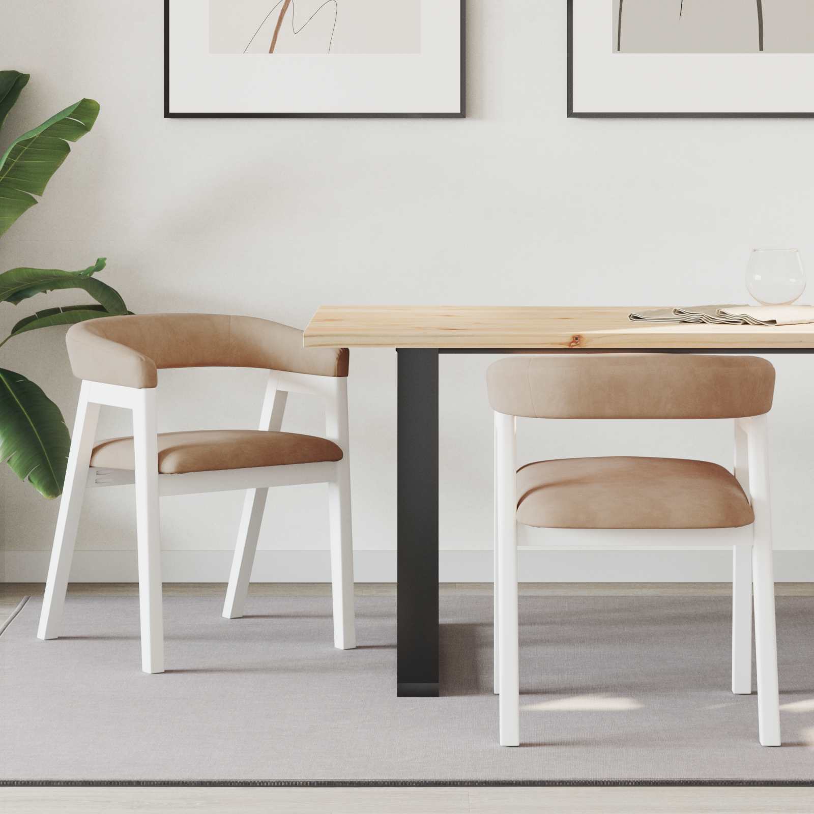 vidaXL Dining Chairs 2 pcs Solid Rubber Wood White 54 x 57 x 73 cm 1