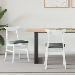 Dining Chairs 2 pcs Solid Rubber Wood White 42 x 47.5 x 81 cm White and grey
