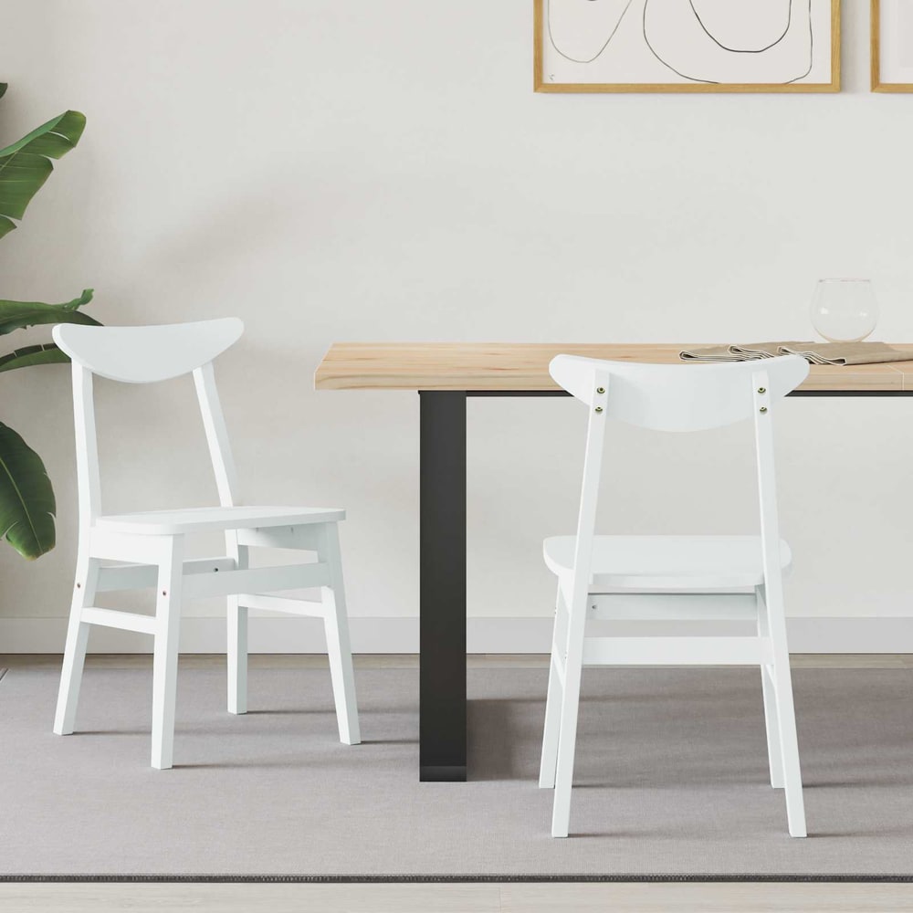 Dining Chairs 2 pcs Solid Rubber Wood White 42 x 47.5 x 81 cm White