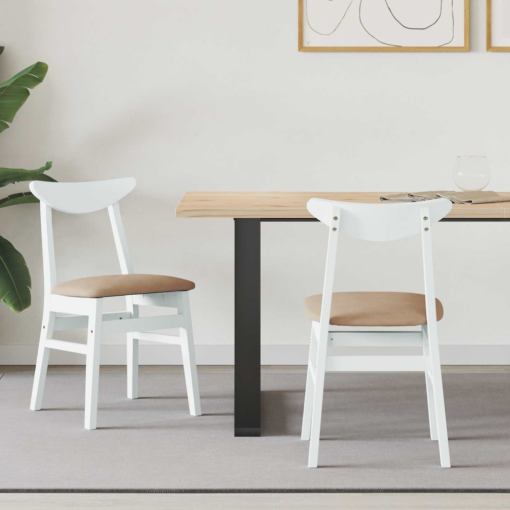 Dining Chairs 2 pcs Solid Rubber Wood White 42 x 47.5 x 81 cm White and brown