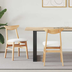 Dining Chairs 2 pcs Solid Rubber Wood White 42 x 47.5 x 81 cm Natural and white