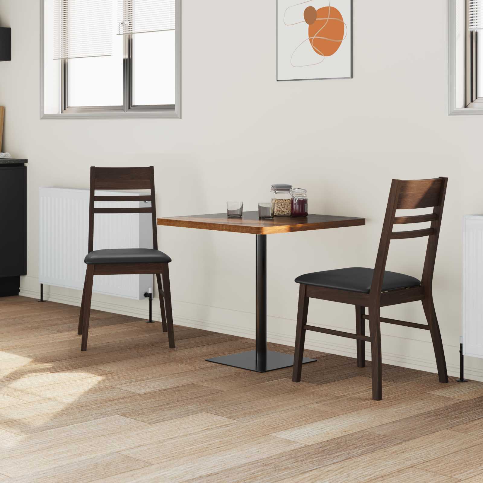 vidaXL Dining Chairs 2 pcs Solid Rubber Wood Light Brown 3