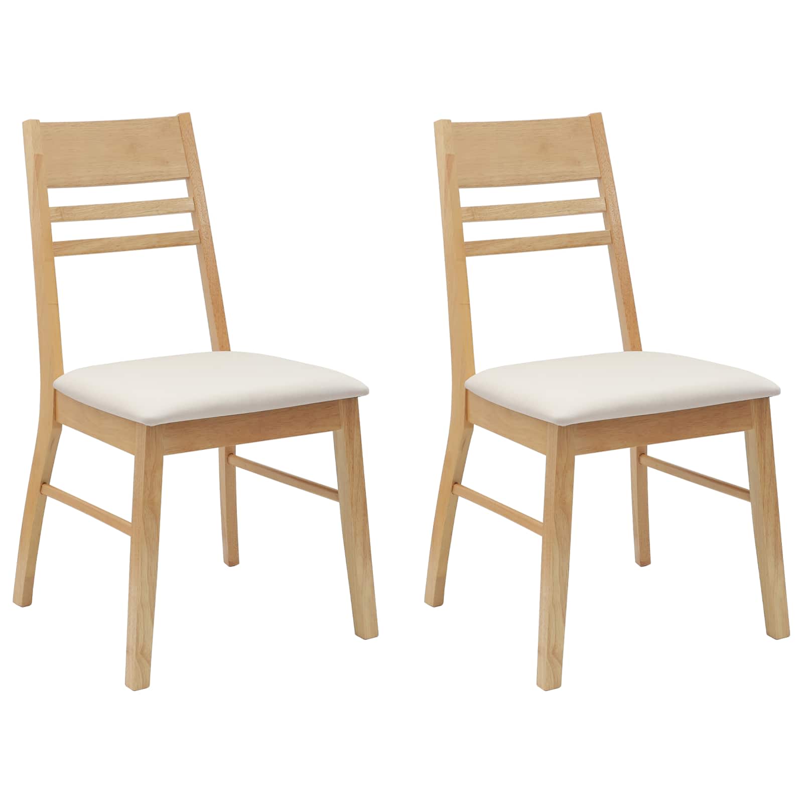 vidaXL Dining Chairs 2 pcs Solid Rubber Wood Natural 43 x 54 x 89 cm 2