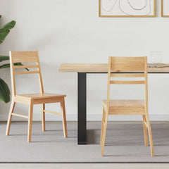 vidaXL Dining Chairs 2 pcs Solid Rubber Wood Natural 43 x 54 x 89 cm 1