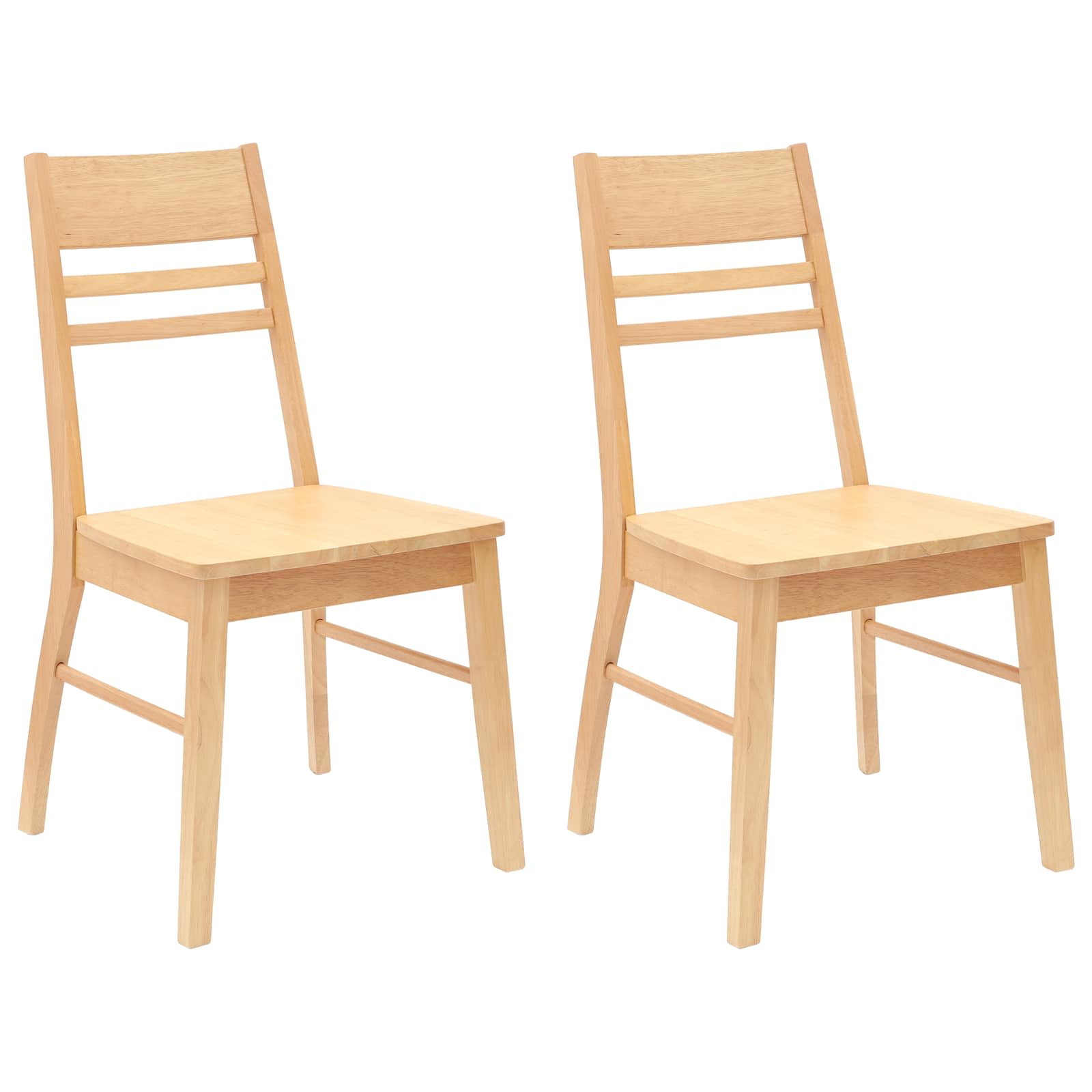 vidaXL Dining Chairs 2 pcs Solid Rubber Wood Natural 43 x 54 x 89 cm 2