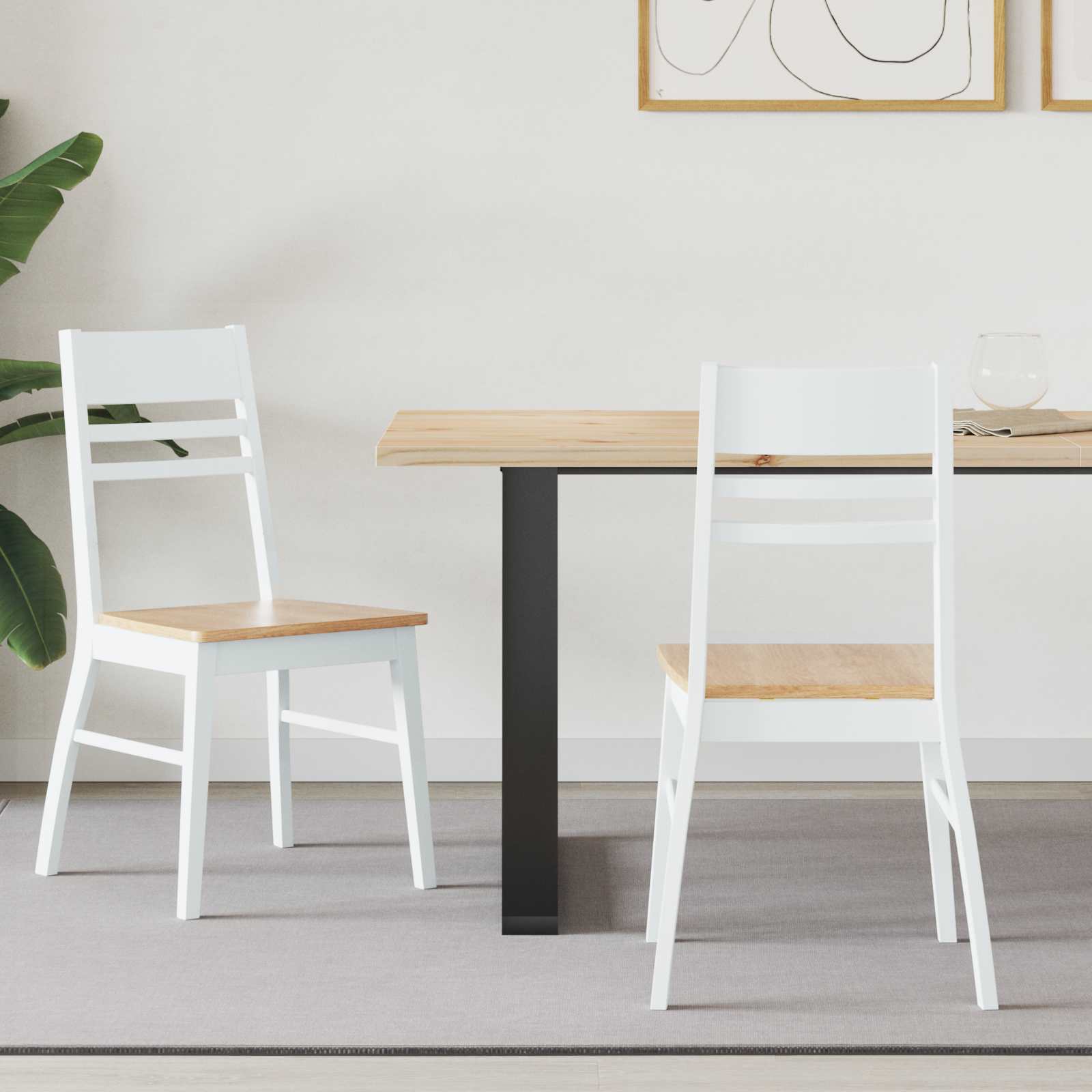 vidaXL Dining Chairs 2 pcs Solid Rubber Wood White 43 x 54 x 89 cm 1